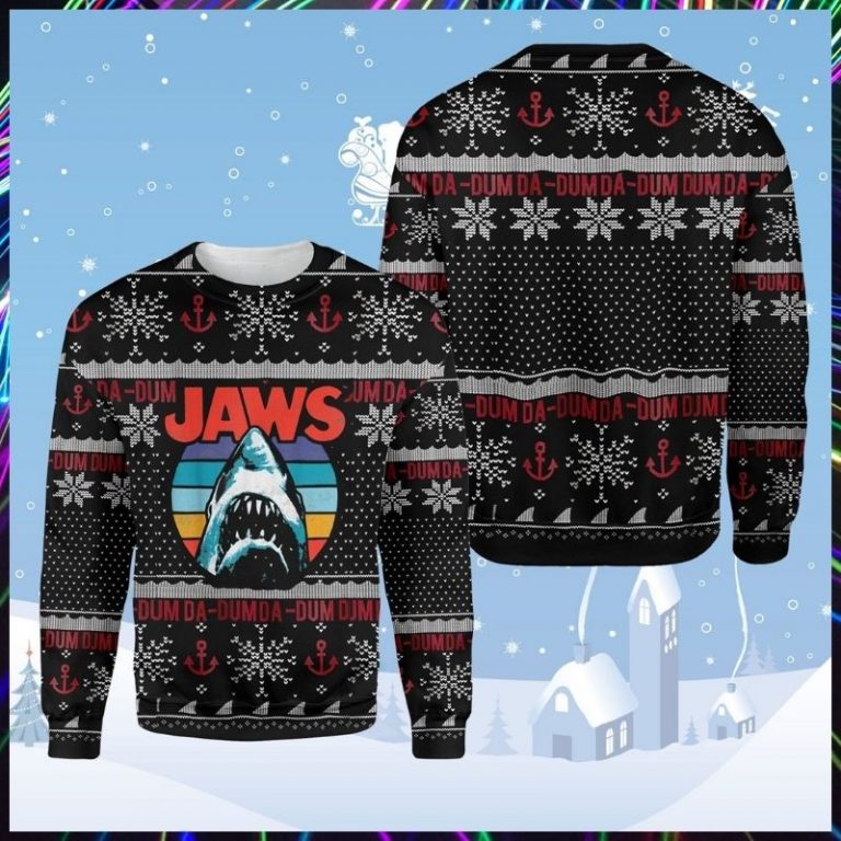 Jaws Shark Dum Da Ugly Christmas Sweater 8