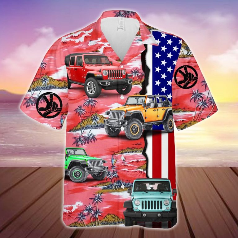 Jeep America sunset island Hawaiian shirt 1