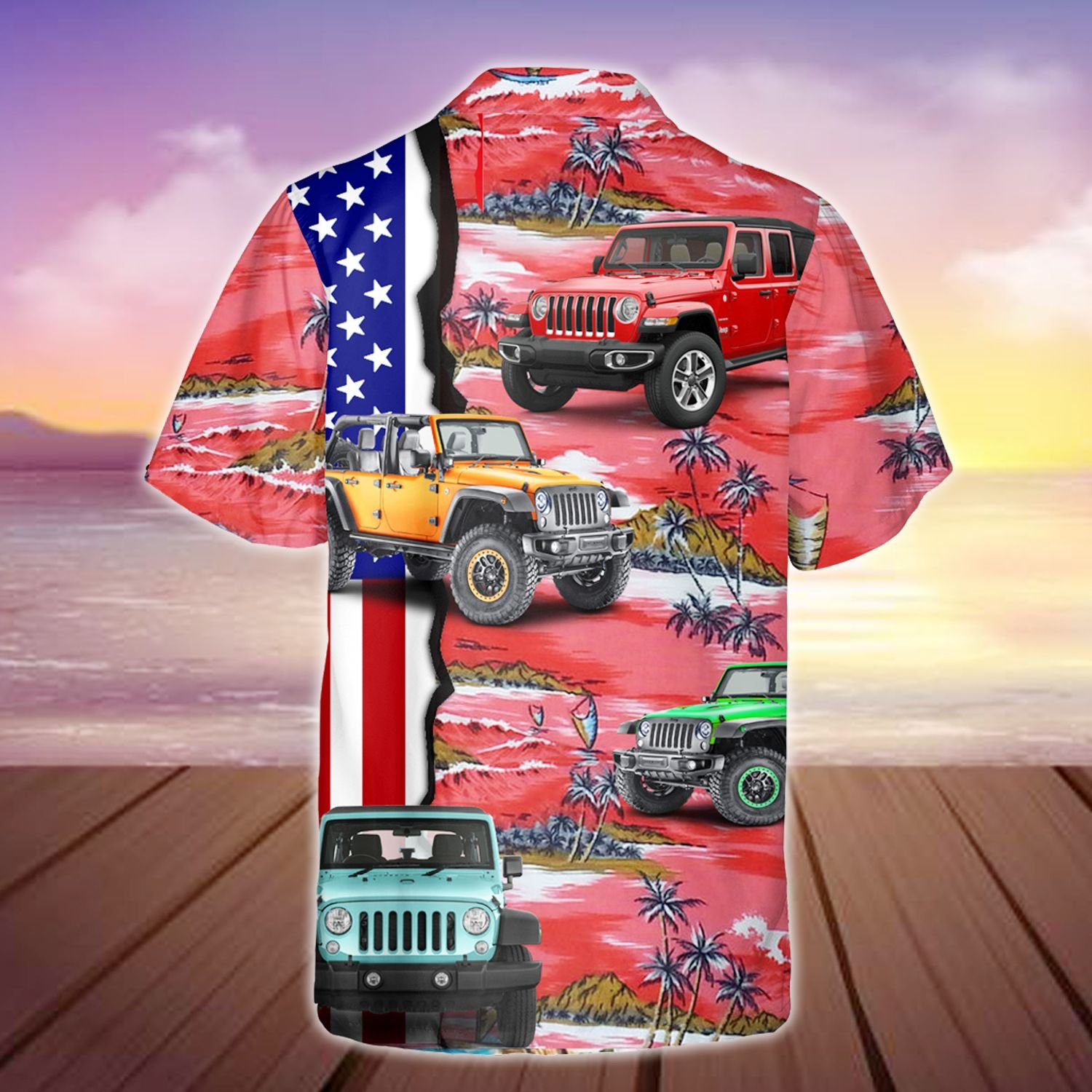Jeep America sunset island Hawaiian shirt 2