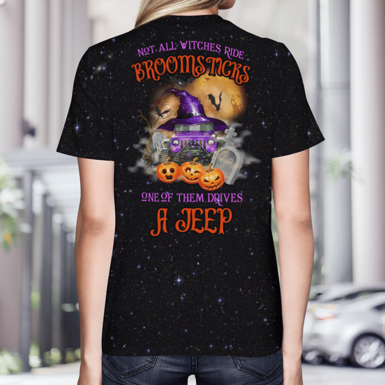 Jeep not all the witches ride one of them drives a jeep 3d T shirt 2