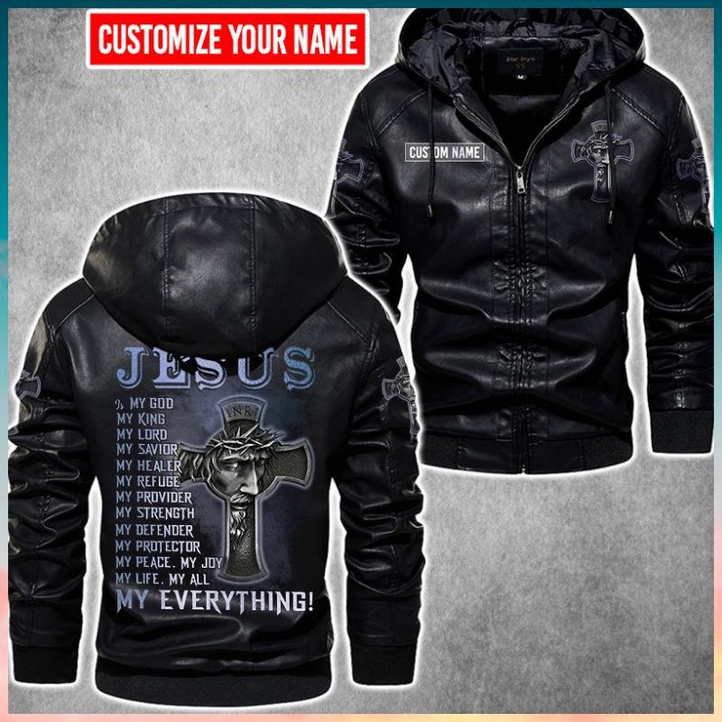 Jesus My everything custom Personalized name Leather Jacket 4