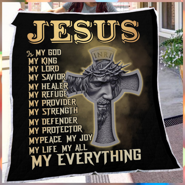 Jesus is my God my King my lord my everything fleece blanket 8
