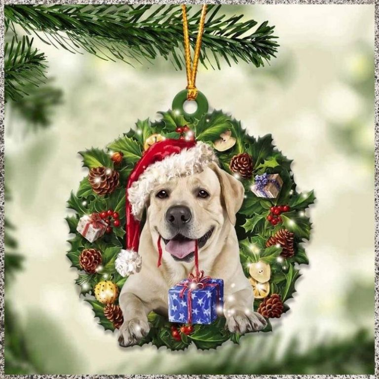 Labrador Retriever and Christmas gift ornament 10