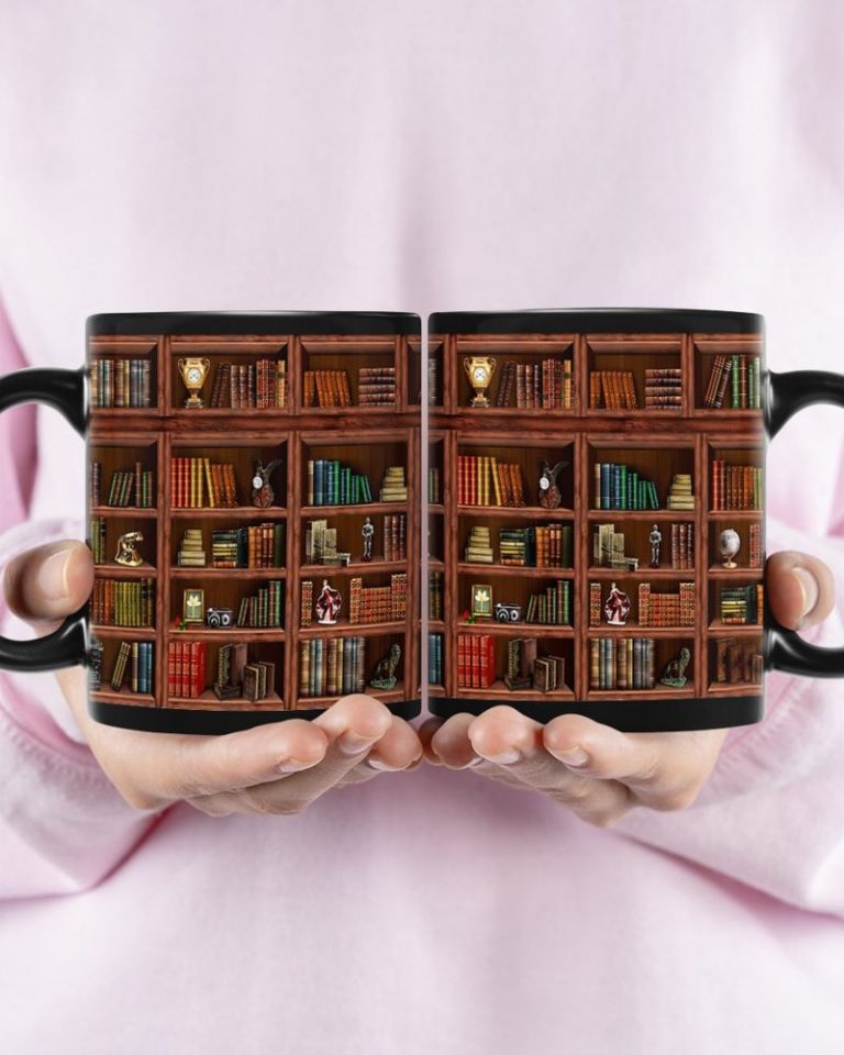 Library BookShelf Black Mug 14