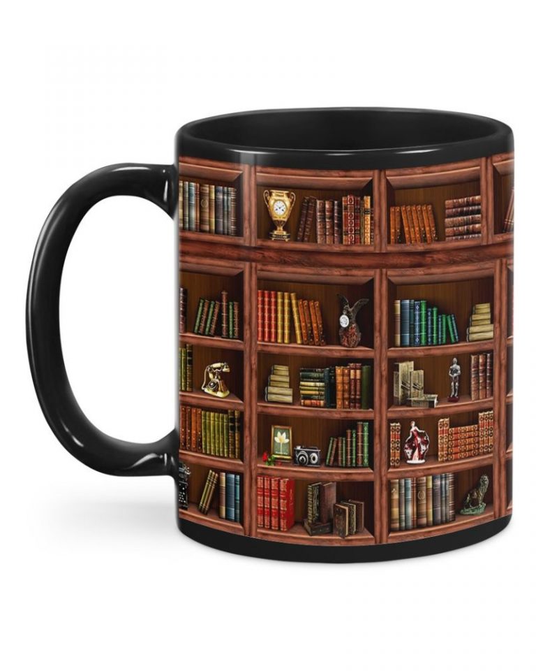Library BookShelf Black Mug 12