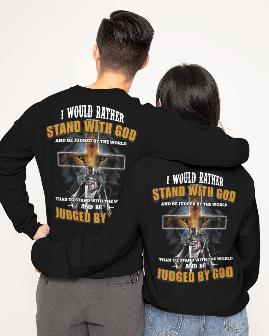 Lion I would rather stand with God and be judged by the world than to stand with the world shirt hoodie 6