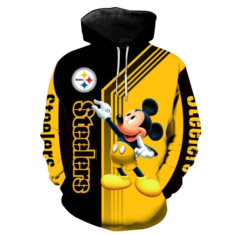 Mickey Mouse Pittsburgh Steelers 3d over printed hoodie 11