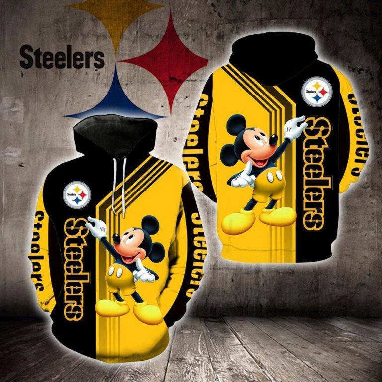 Mickey Mouse Pittsburgh Steelers 3d over printed hoodie 10