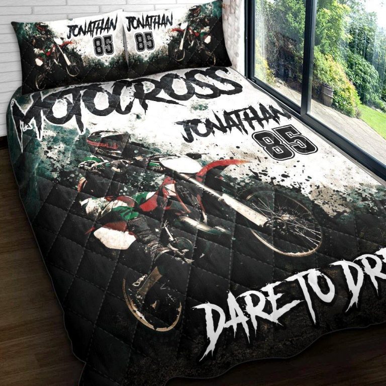 Motocross Dare to Dream custom name and number quilt bedding set 10