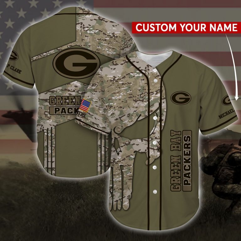 NFL Green Bay Packers Punisher skull custom personalized name baseball jersey 8