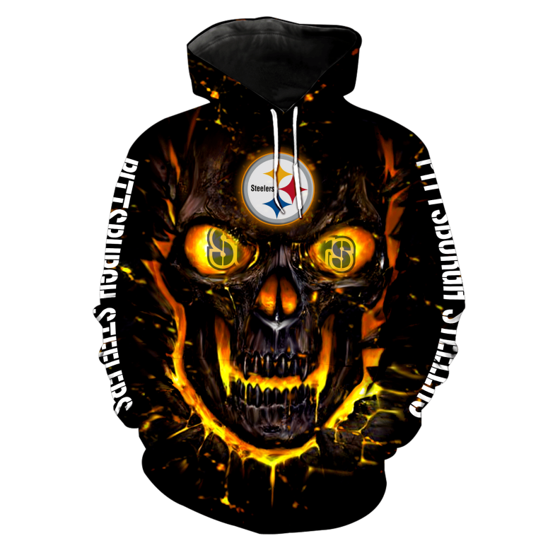 NFL Pittsburgh Steelers Skull 3d full printed hoodie 10