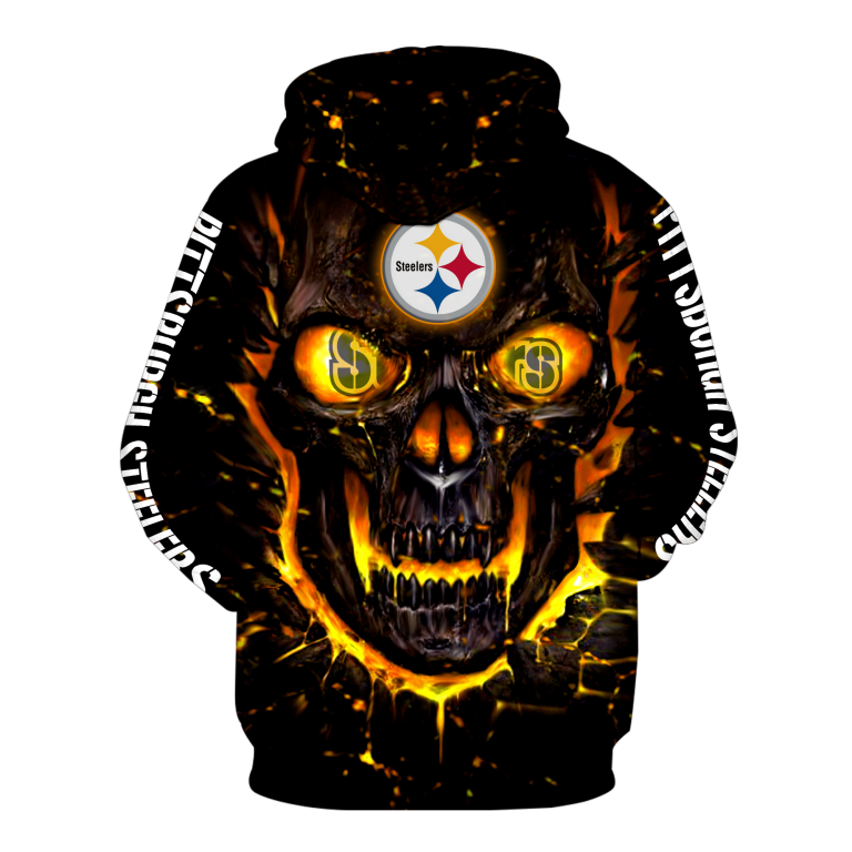 NFL Pittsburgh Steelers Skull 3d full printed hoodie 11