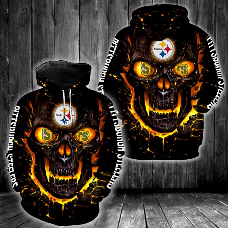 NFL Pittsburgh Steelers Skull 3d full printed hoodie 8