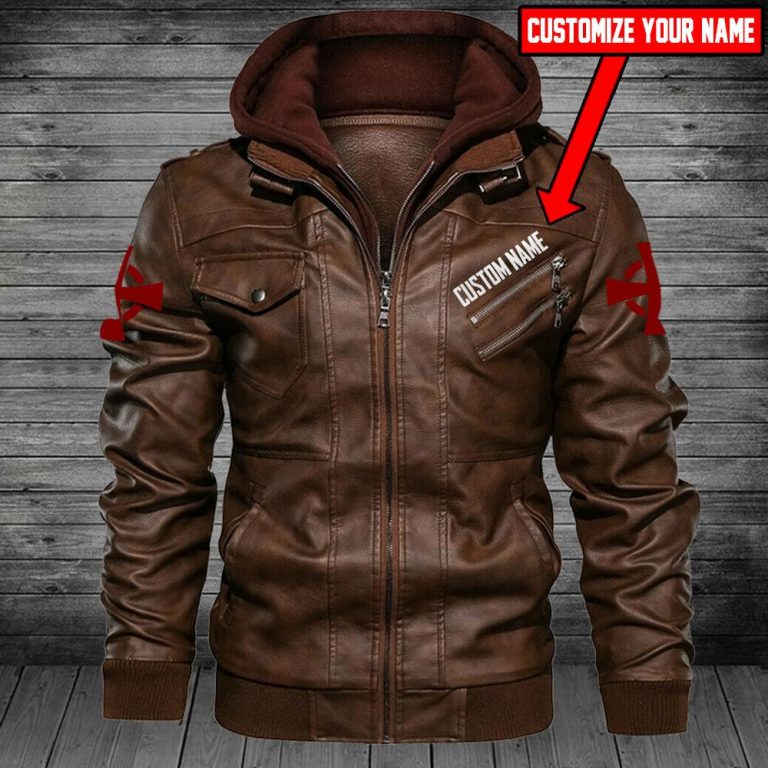 Patriot he who kneels before God can stand before any one custom personalized name leather jacket 15