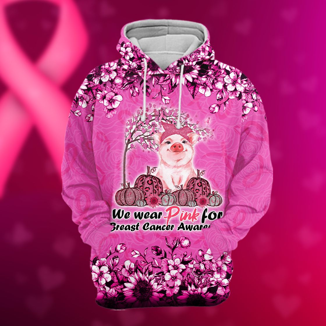 Pig Pumpkin we were pink for Breast Cancers Awareness custom personalized name hoodie legging 8
