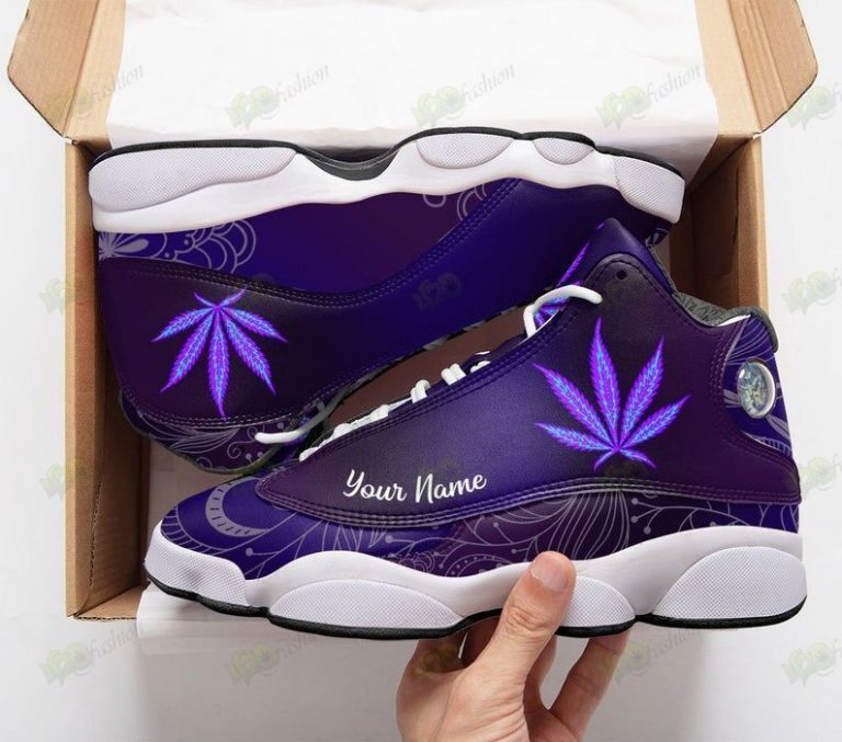 Purple weed custom personalized name Air Jordan 13 shoes 10