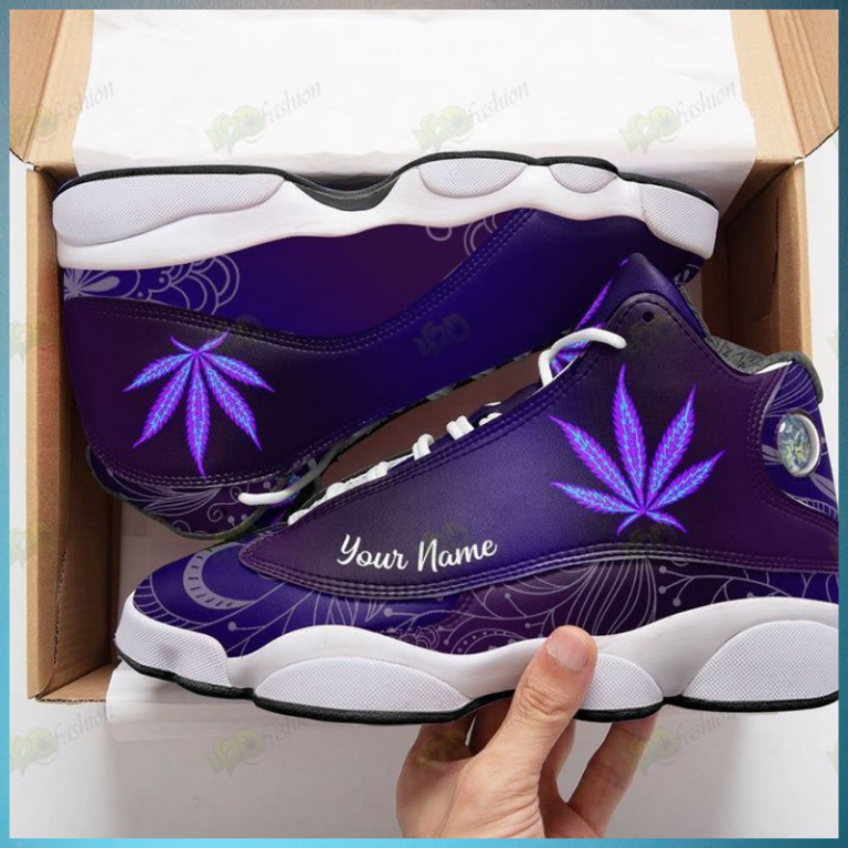 Purple weed custom personalized name Air Jordan 13 shoes 8