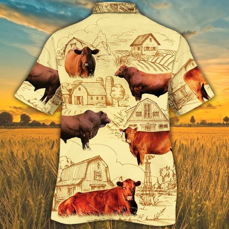 Red Angus cattle farm Hawaiian shirt 10