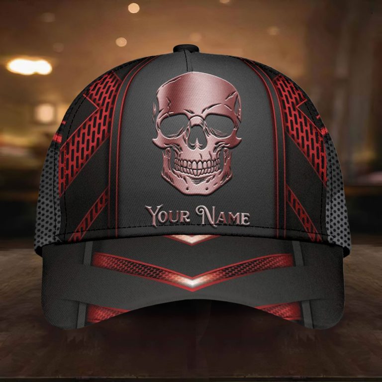 Red skull custom personalized name cap hat 9