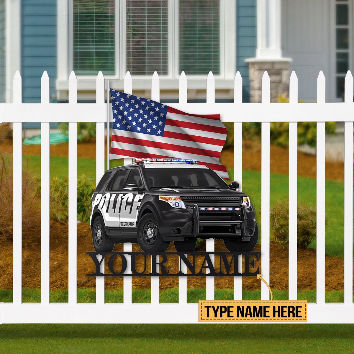 SUV Police American flag custom personalized metal sign 9