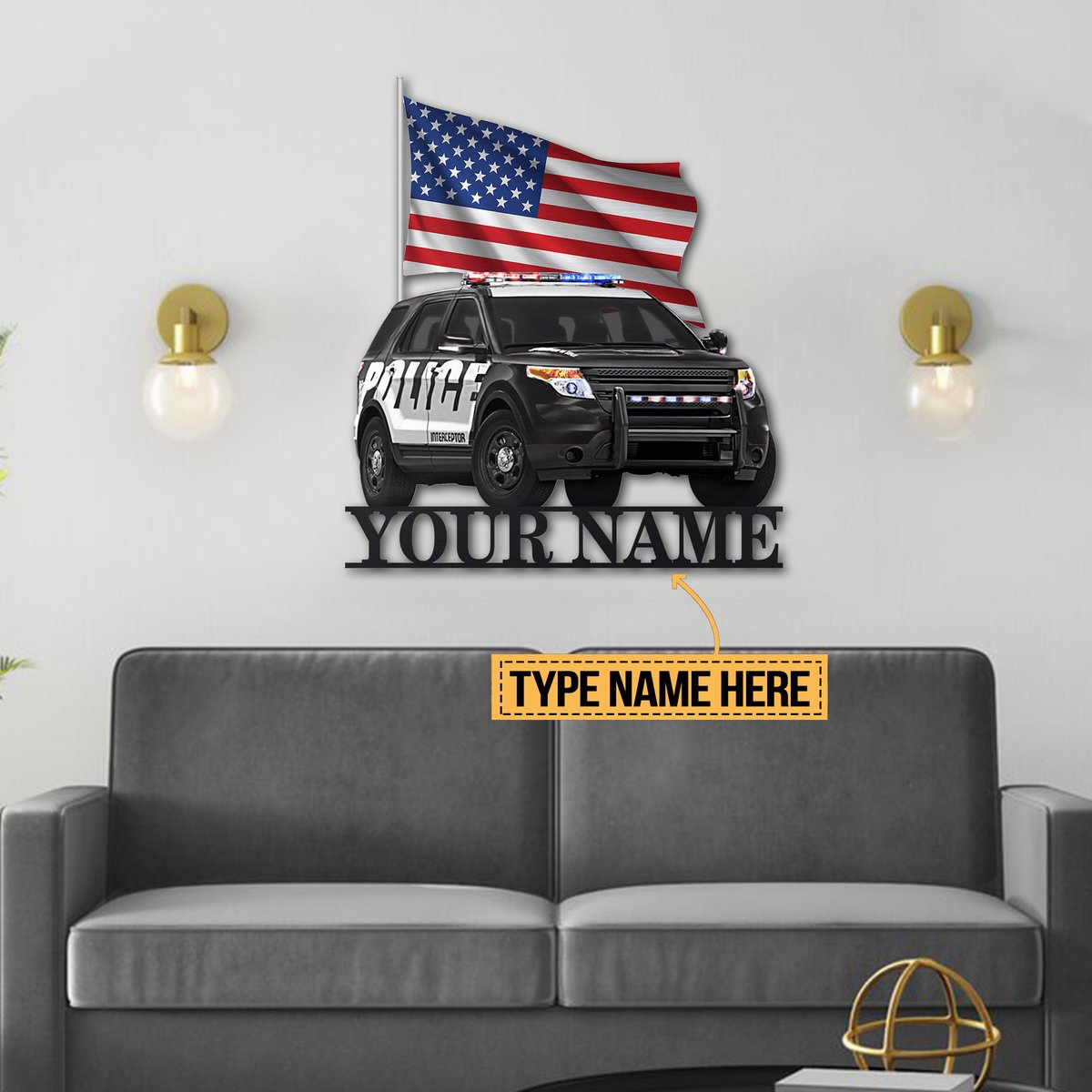 SUV Police American flag custom personalized metal sign 5