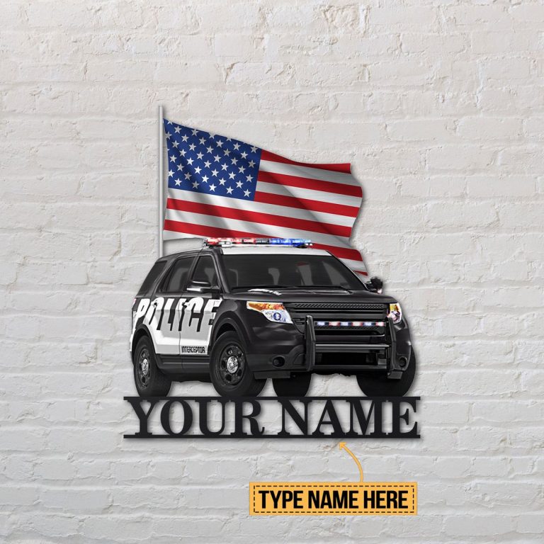 SUV Police American flag custom personalized metal sign 19