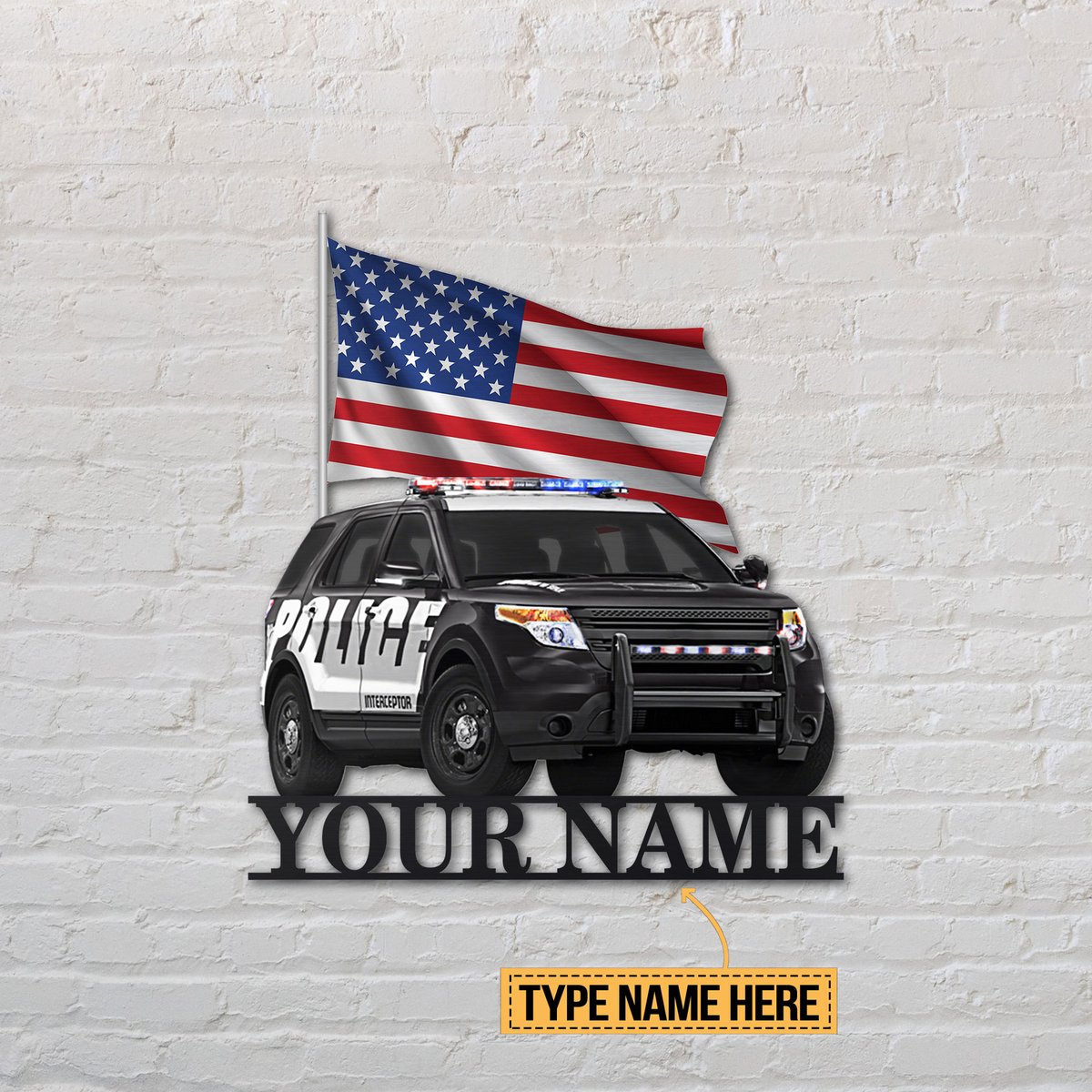 SUV Police American flag custom personalized metal sign 11