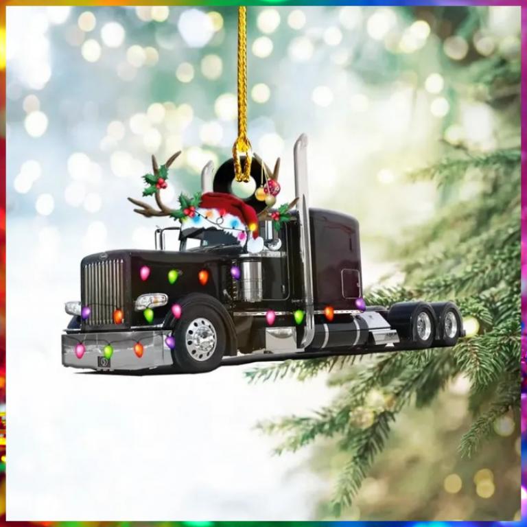 Semi Truck Merry Christmas hanging ornament 8