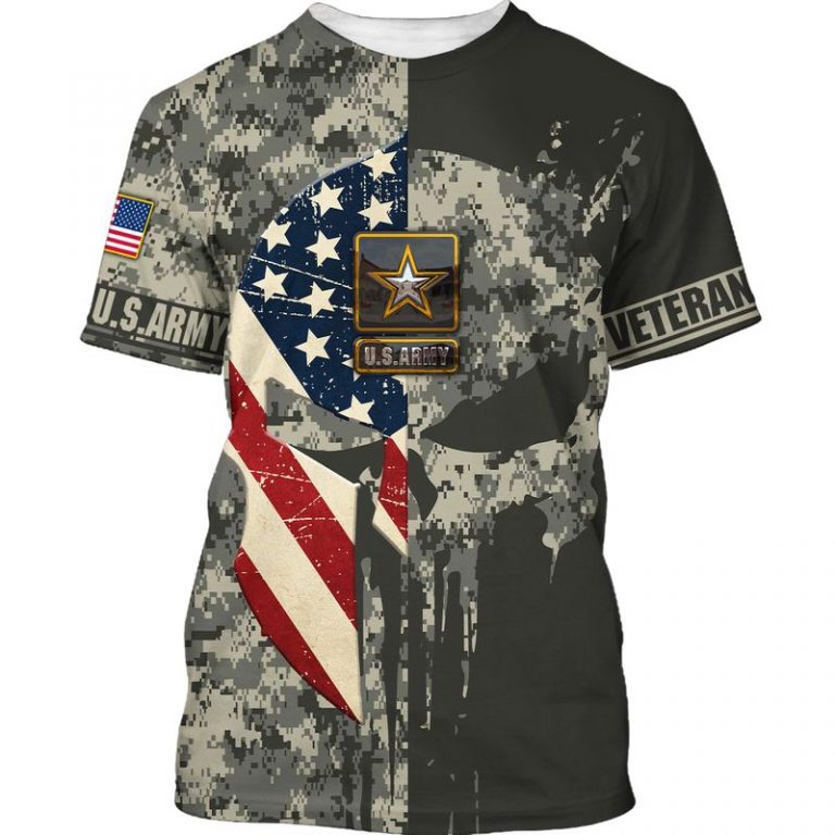 Skull American flag US Army Veteran 3d shirt hoodie 17