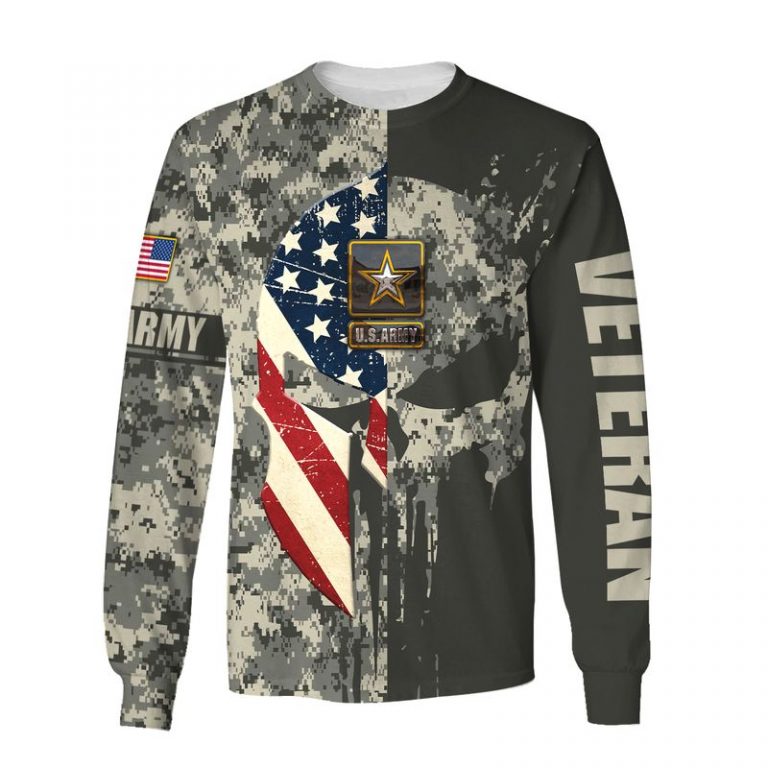 Skull American flag US Army Veteran 3d shirt hoodie 18