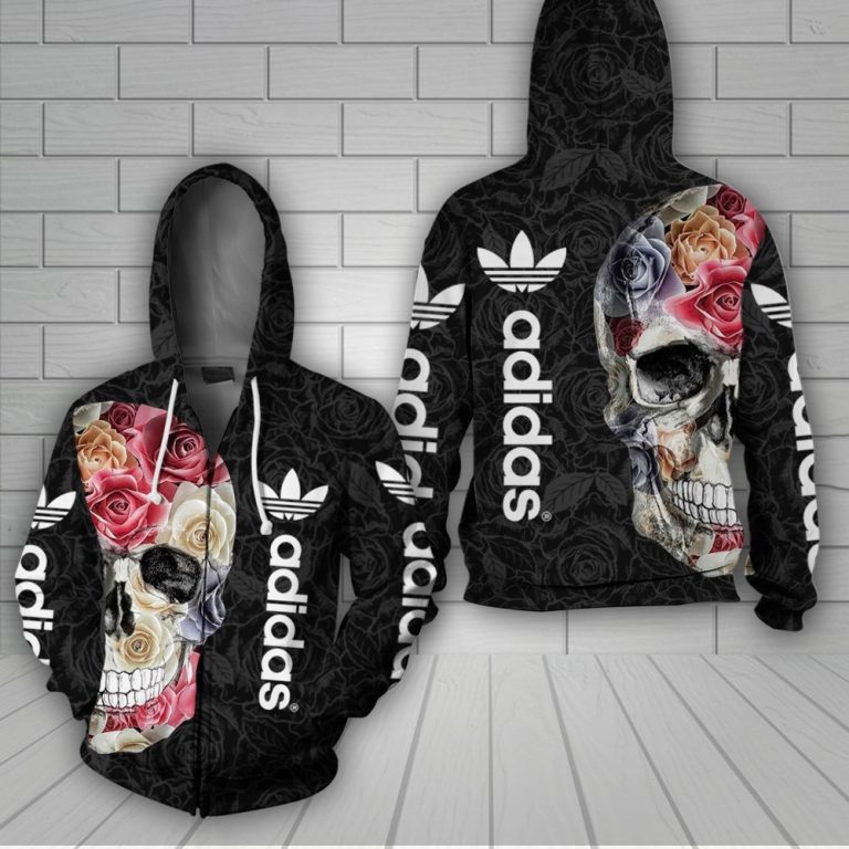 Skull Flower Adidas 3d hoodie 10
