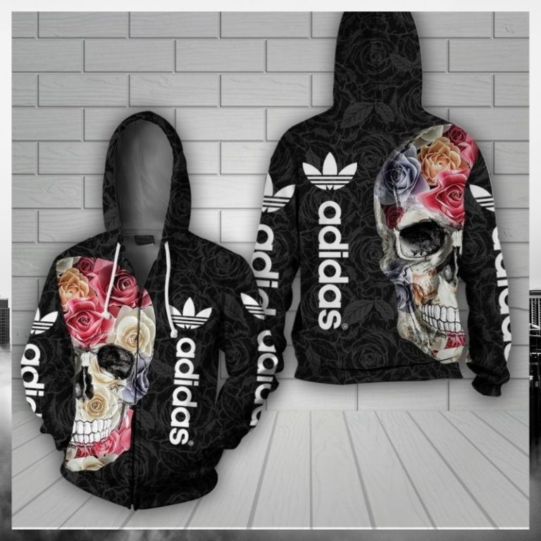 Skull Flower Adidas 3d hoodie 8
