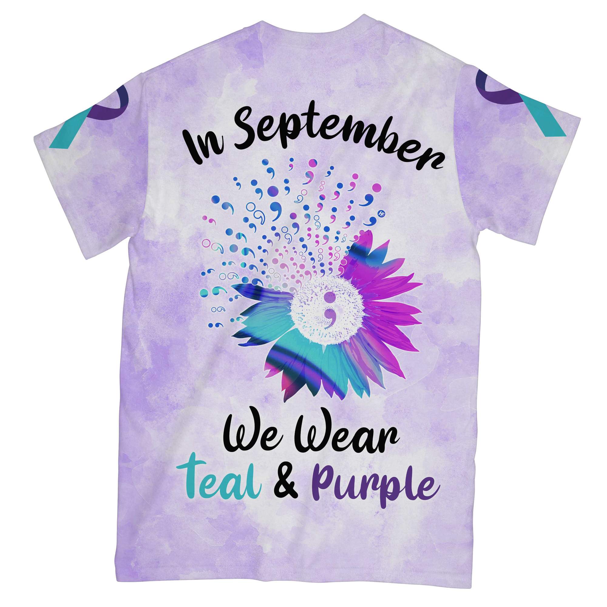 Suicide Awareness In September We Wear Teal and Purple 3d shirt 5