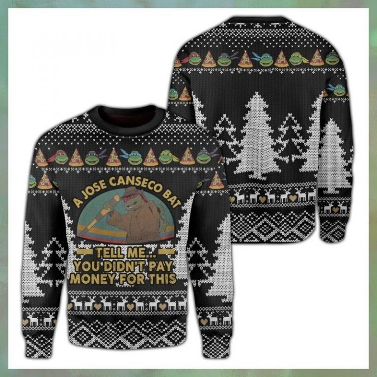 Teenage Mutant Ninja Turtles a jose canseco bat tell me you didn't pay money for this ugly sweater 6