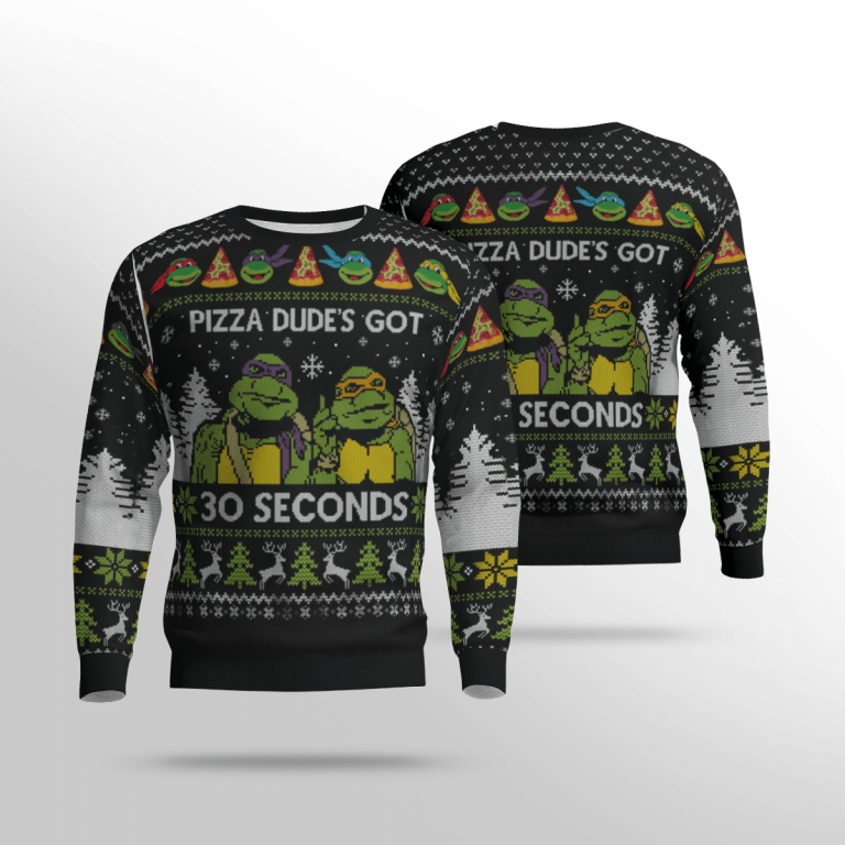 Teenage Mutant Ninja Turtles pizza dude's got 30 seconds ugly sweater 8