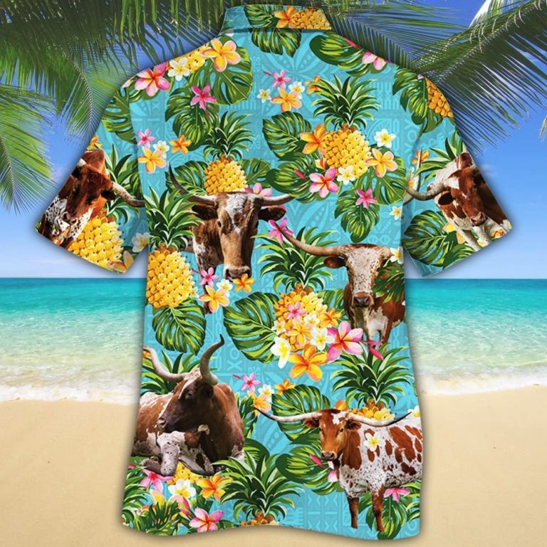 Texas longhorn cattle pineapple Hawaiian shirt 10