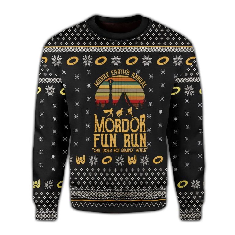 The Lord of the Rings Mordor fun run one does not simply walk Ugly Sweater 10