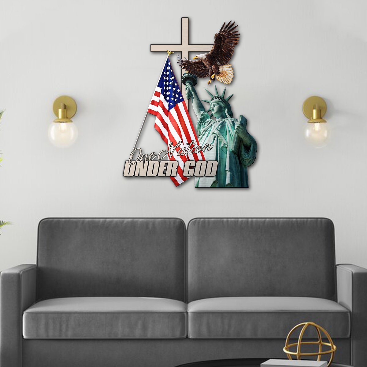 The Statue of Liberty Eagle one nation under God metal sign 10