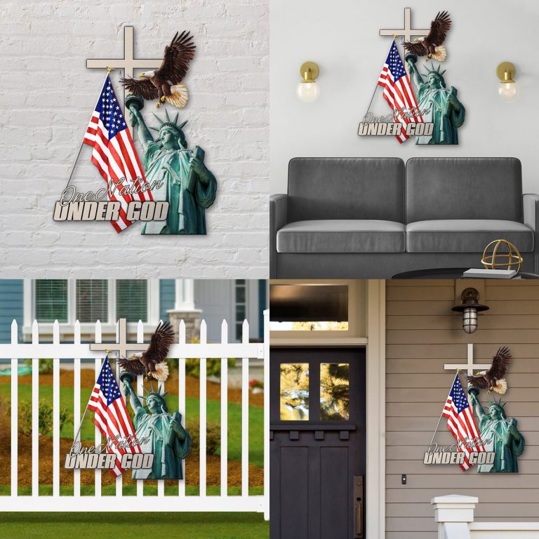 The Statue of Liberty Eagle one nation under God metal sign 14