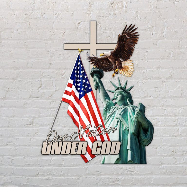 The Statue of Liberty Eagle one nation under God metal sign 13