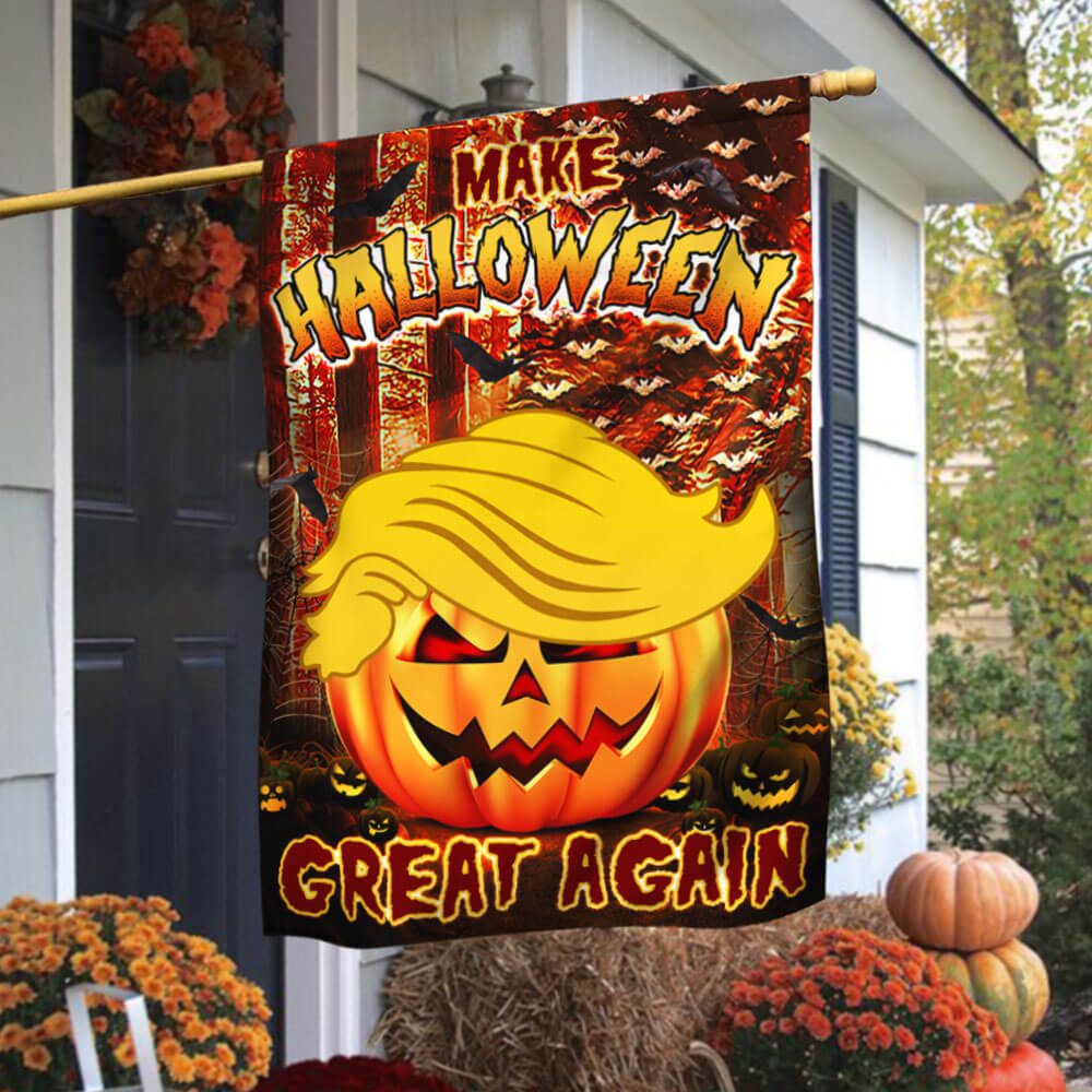 Trump Pumpkin make Halloween great again flag
