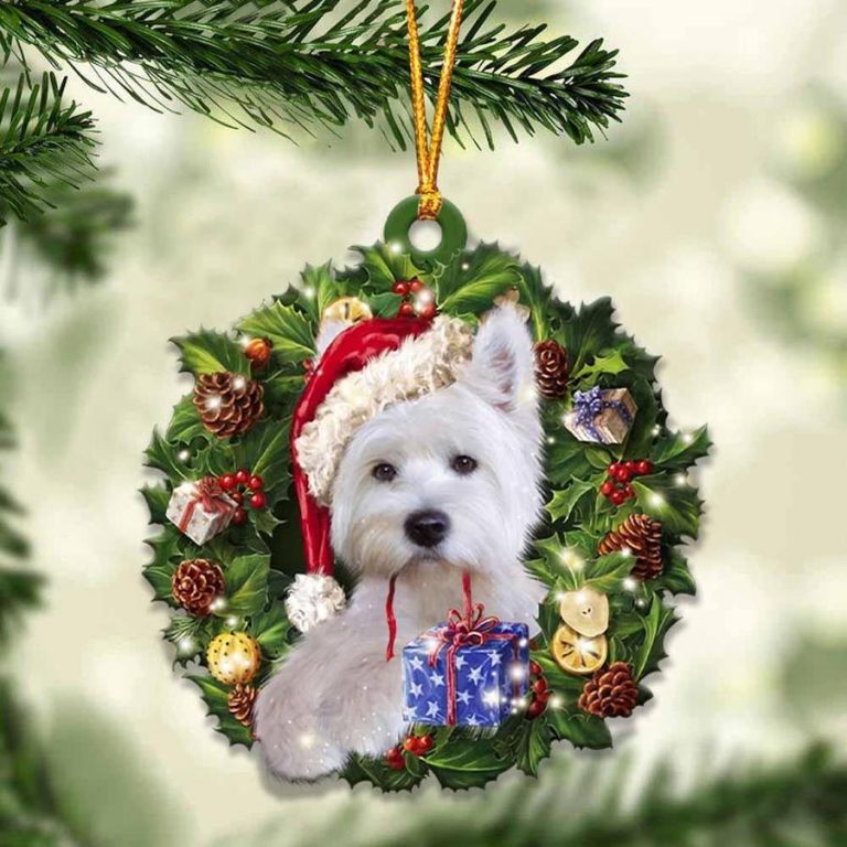 Westie and Christmas gift hanging ornament 10