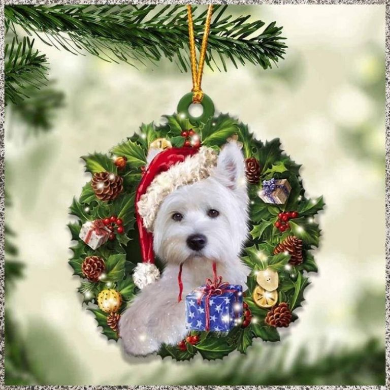 Westie and Christmas gift hanging ornament 9