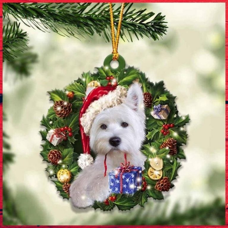 Westie and Christmas gift hanging ornament 8