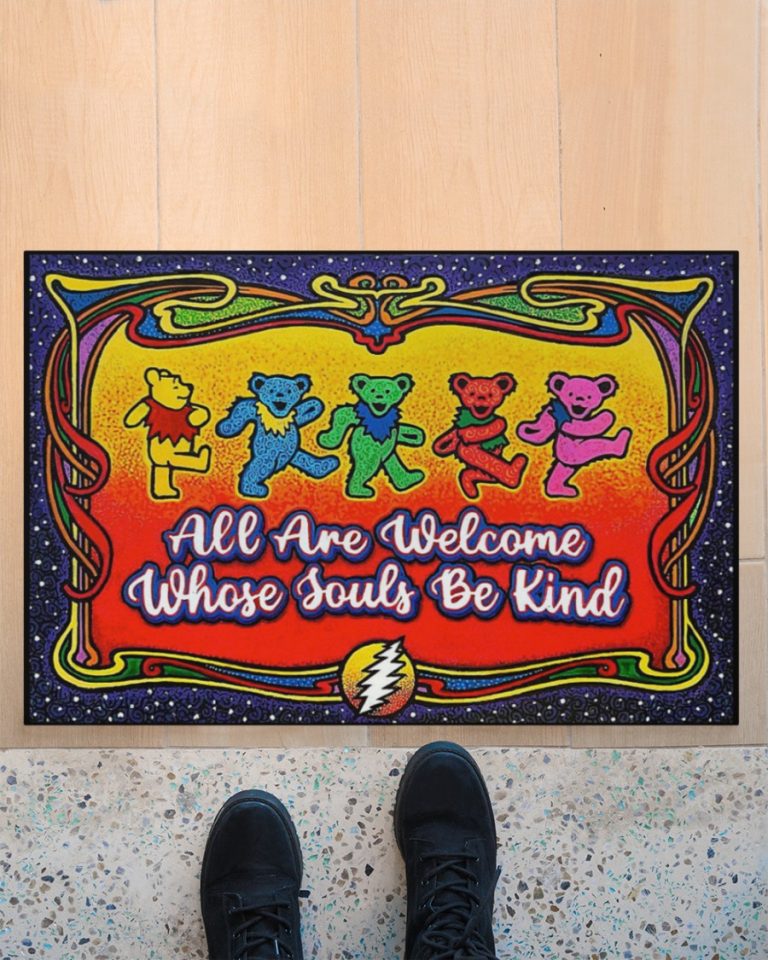 Winnie Pooh Grateful dead All are welcome whose souls be kind doormat 9