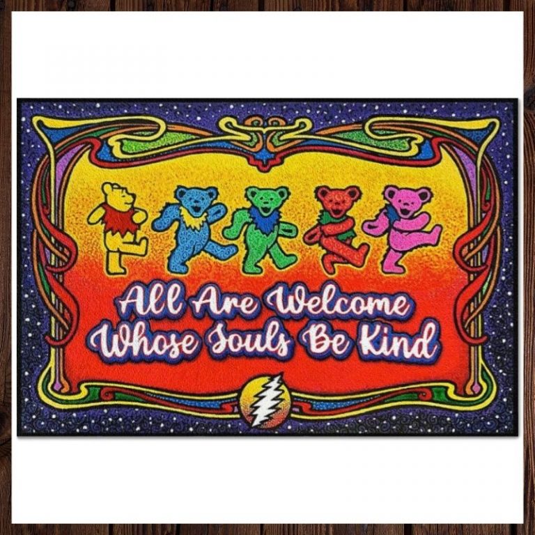 Winnie Pooh Grateful dead All are welcome whose souls be kind doormat 8