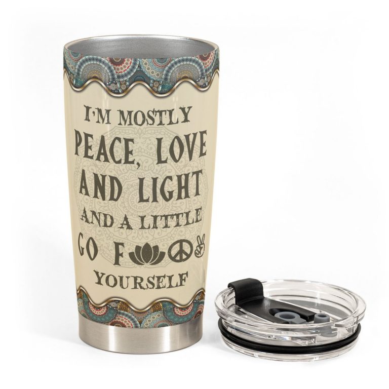 Yoga Girl I'm Mostly Peace Love And Light custom personalized name tumbler 12