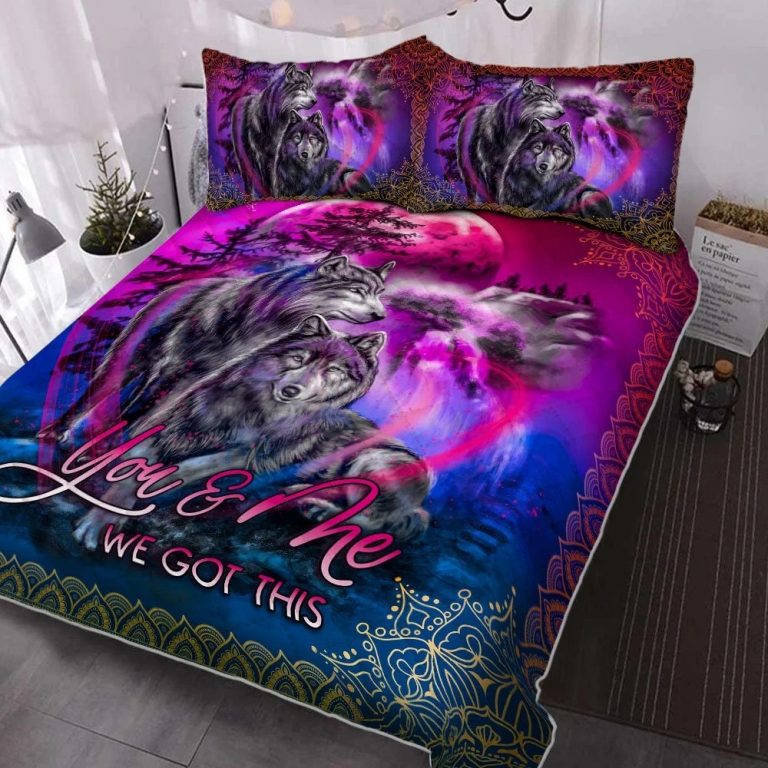 You and Me We Got This Wolf Quilt Bedding Set 13