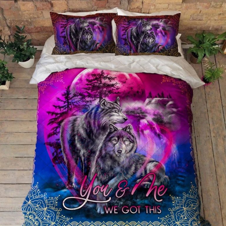 You and Me We Got This Wolf Quilt Bedding Set 12