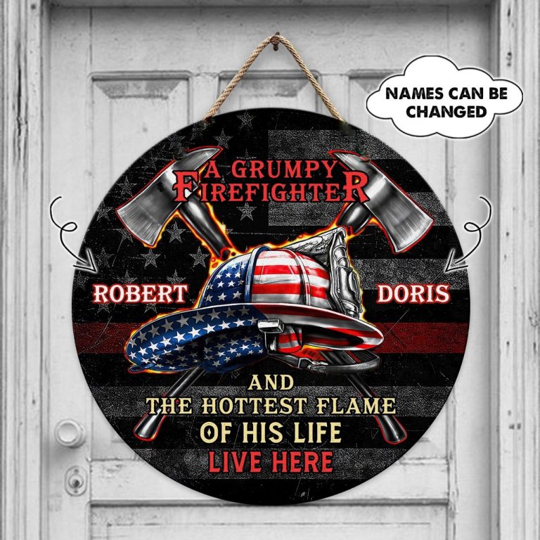 A Grumpy Firefighter And The Hottest Flame Of His Life live here custom name wooden sign 8